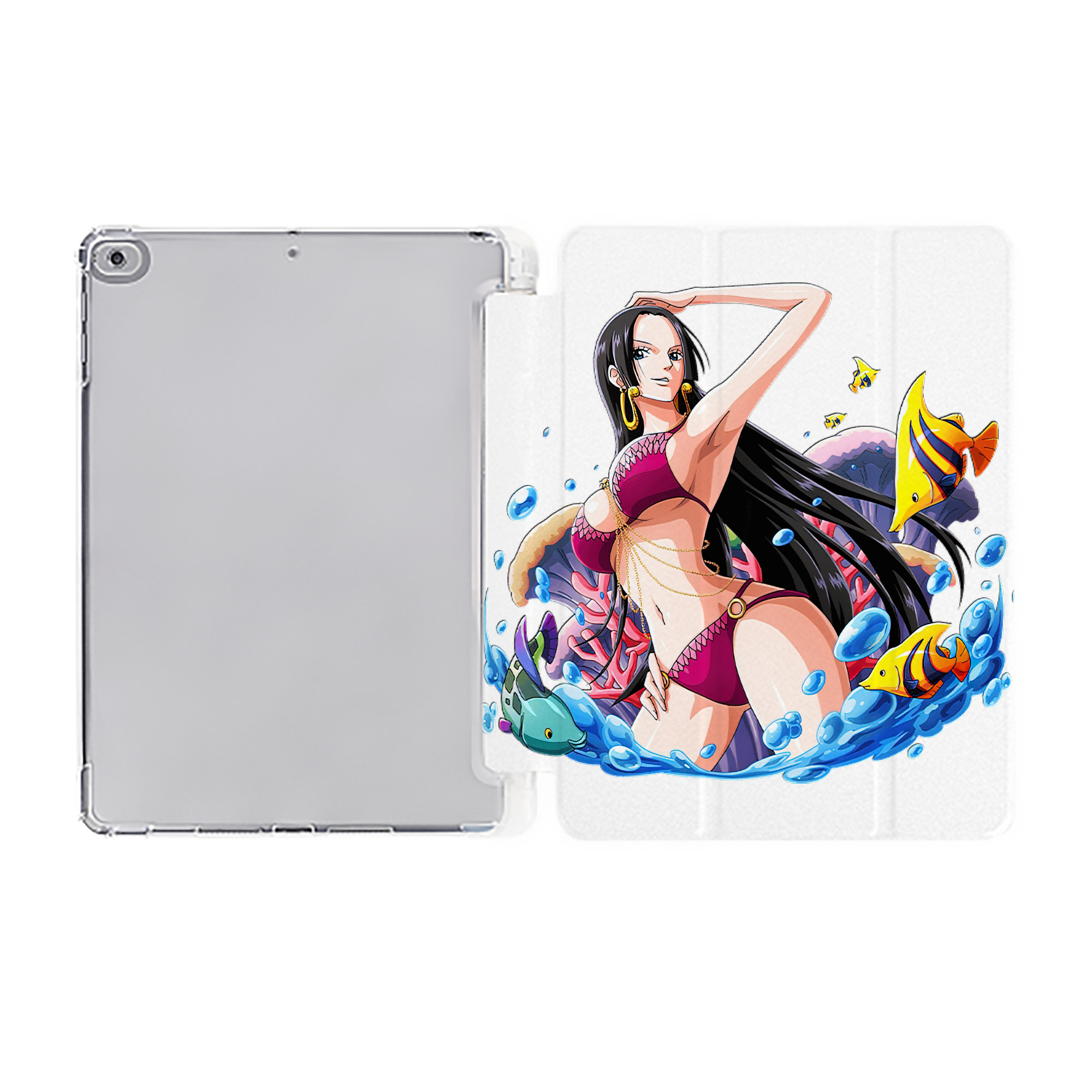 （画像用） ワンピース ボア・ハンコック ONE PIECE Boa·Hancock IPad ケース ペン収納付き 三つ折りスタンド PUレザー×シリコン 対応機種9.5/10.5/10.9インチ